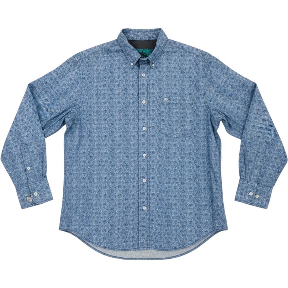Wrangler 20X Competition Shirt Blue Paisley Floral Button-Up Mens Large Western‎
